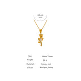 Metal Rose Flower Pendant Necklace 316 Stainless Steel Waterproof Jewelry