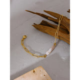 Pearl Chain Bracelet Golden Charm 18K Plated Gift for Women