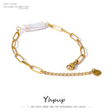 Pearl Chain Bracelet Golden Charm 18K Plated Gift for Women