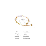 Pearl Chain Bracelet Golden Charm 18K Plated Gift for Women