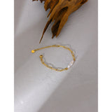 Pearl Chain Bracelet Golden Charm 18K Plated Gift for Women
