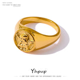 Round Angel Ring for Women Stainless Steel Waterproof Charm Jewelry