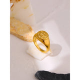 Round Angel Ring for Women Stainless Steel Waterproof Charm Jewelry