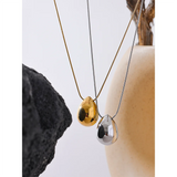 Stainless Steel Water Drop Pendant Necklace for Women