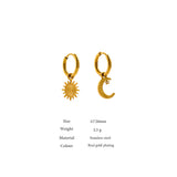 Star Moon Drop Stainless Steel Hoop Earrings for Women