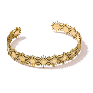 Stainless Steel Sunflower Bangle Bracelet for Women