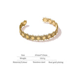 Stainless Steel Sunflower Bangle Bracelet for Women