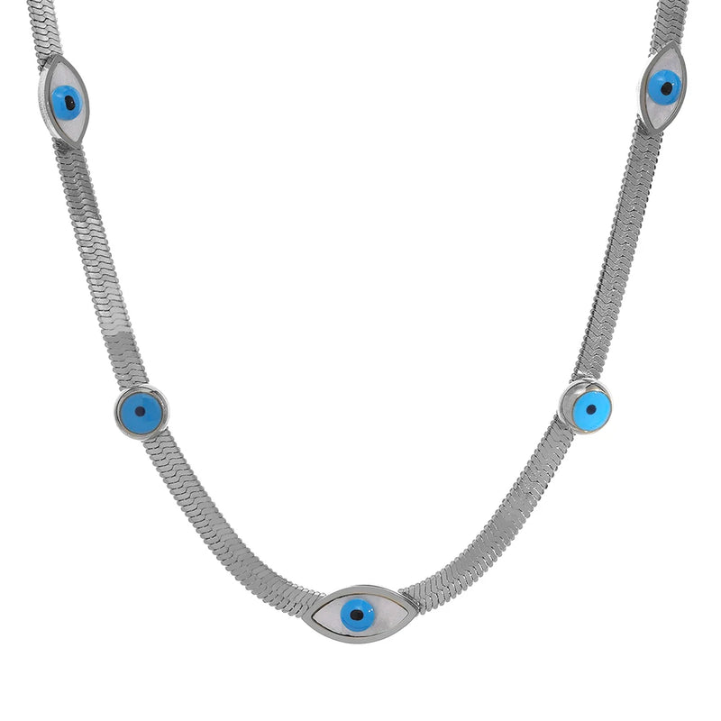Evil Eye Stainless Steel Collar Necklace Ethnic Style Shell Jewelry