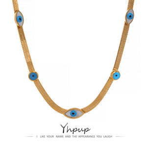 Evil Eye Stainless Steel Collar Necklace Ethnic Style Shell Jewelry