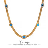 Evil Eye Stainless Steel Collar Necklace Ethnic Style Shell Jewelry