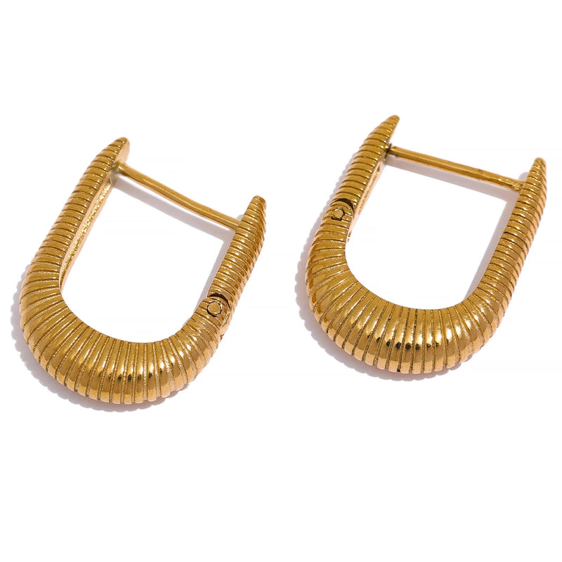 Geometric Hoop Earrings Stainless Steel Golden Oval Ear Jewel