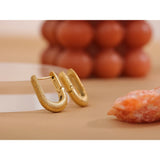 Geometric Hoop Earrings Stainless Steel Golden Oval Ear Jewel