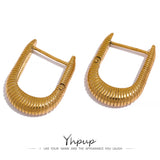 Geometric Hoop Earrings Stainless Steel Golden Oval Ear Jewel