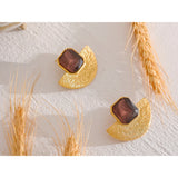 Vintage Geometric Crystal Big Stud Earrings