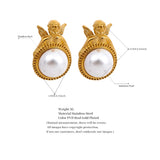 Vintage Pearls Angel Stud Earrings for Women