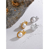 Vintage Pearls Angel Stud Earrings for Women