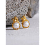 Vintage Pearls Angel Stud Earrings for Women