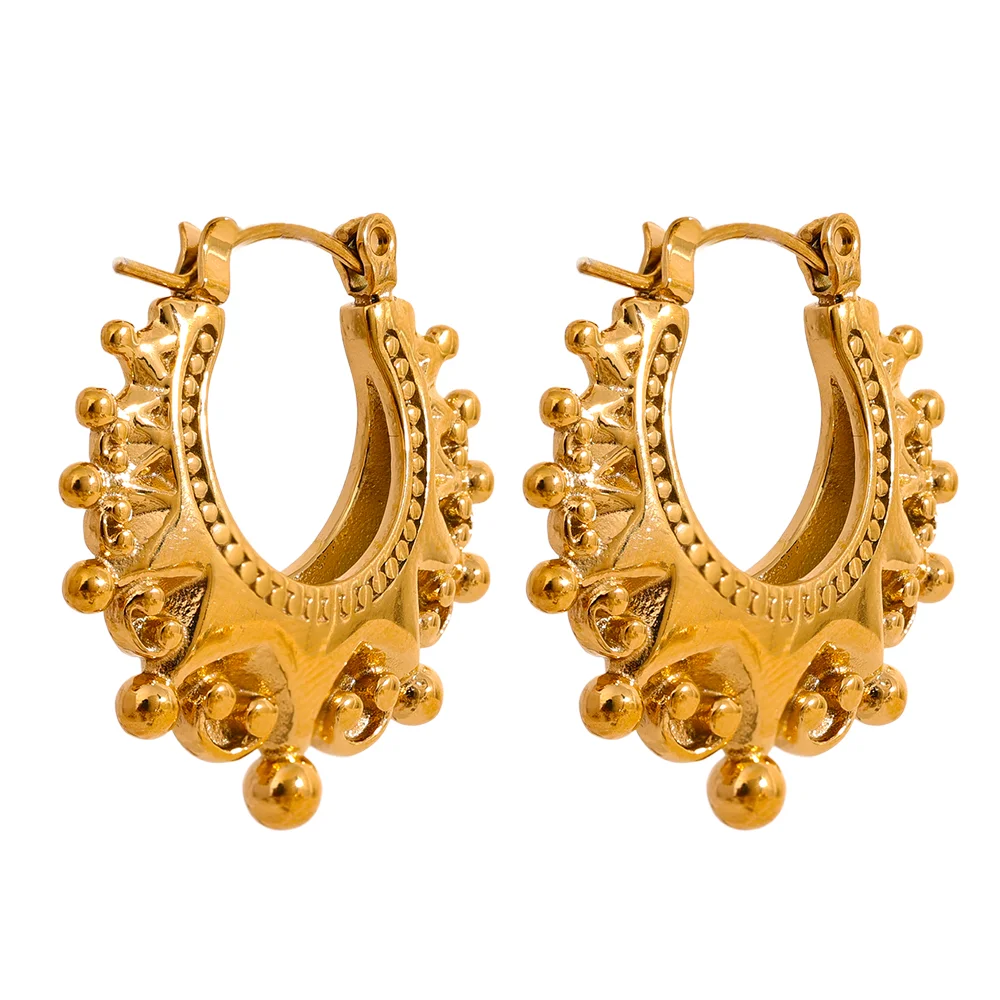 Vintage Stainless Steel Round Hoop Earrings Retro Attractive Jewelry