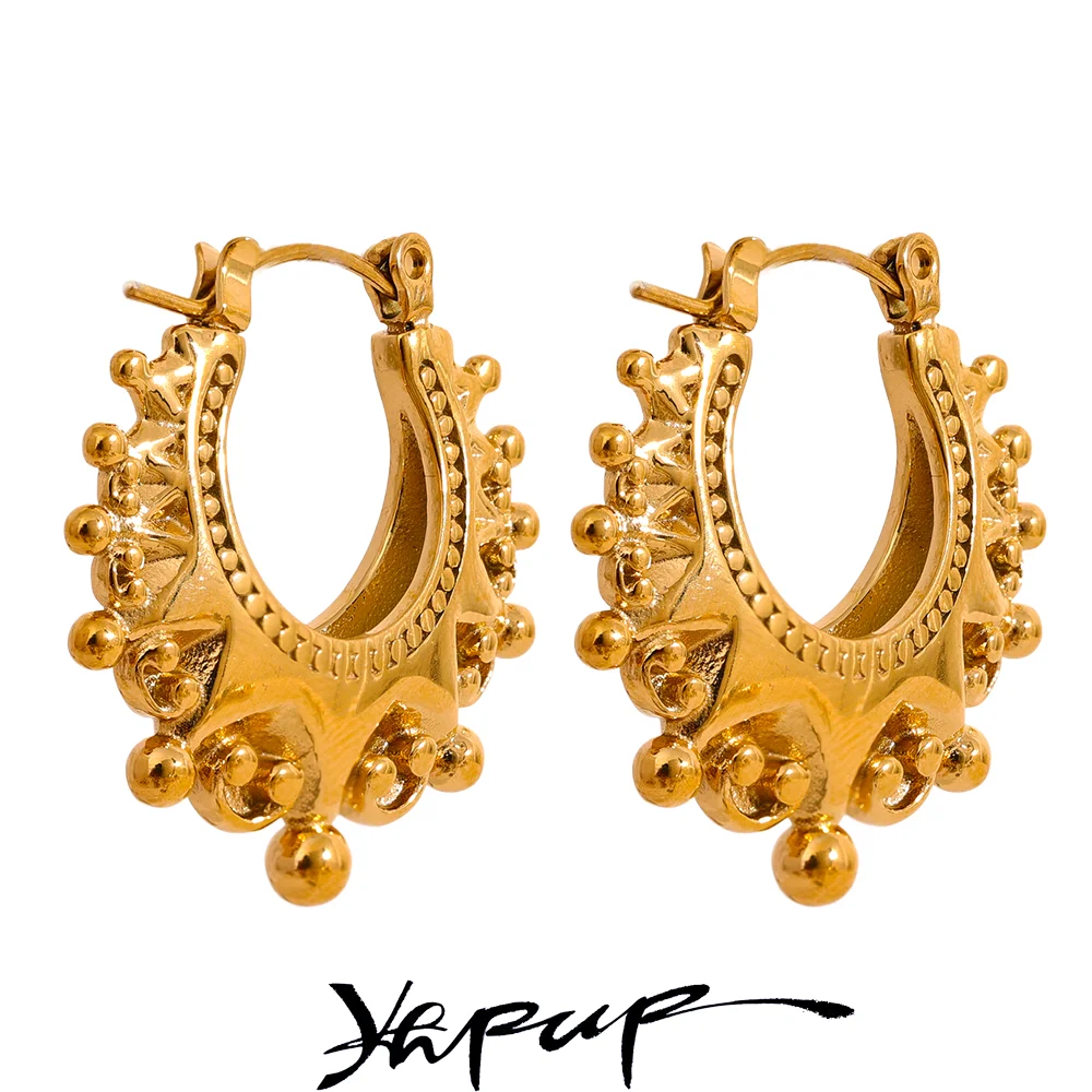 Vintage Stainless Steel Round Hoop Earrings Retro Attractive Jewelry