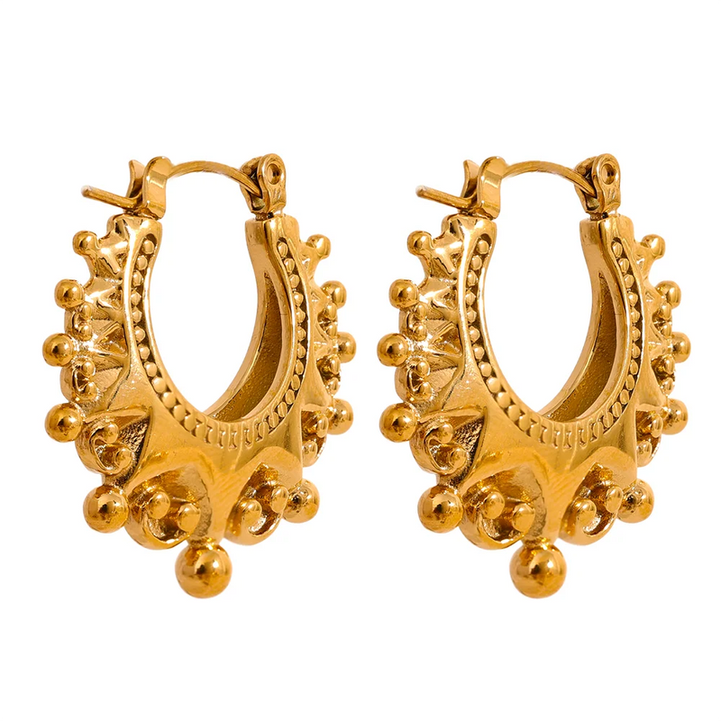 Vintage Stainless Steel Round Hoop Earrings Retro Attractive Jewelry