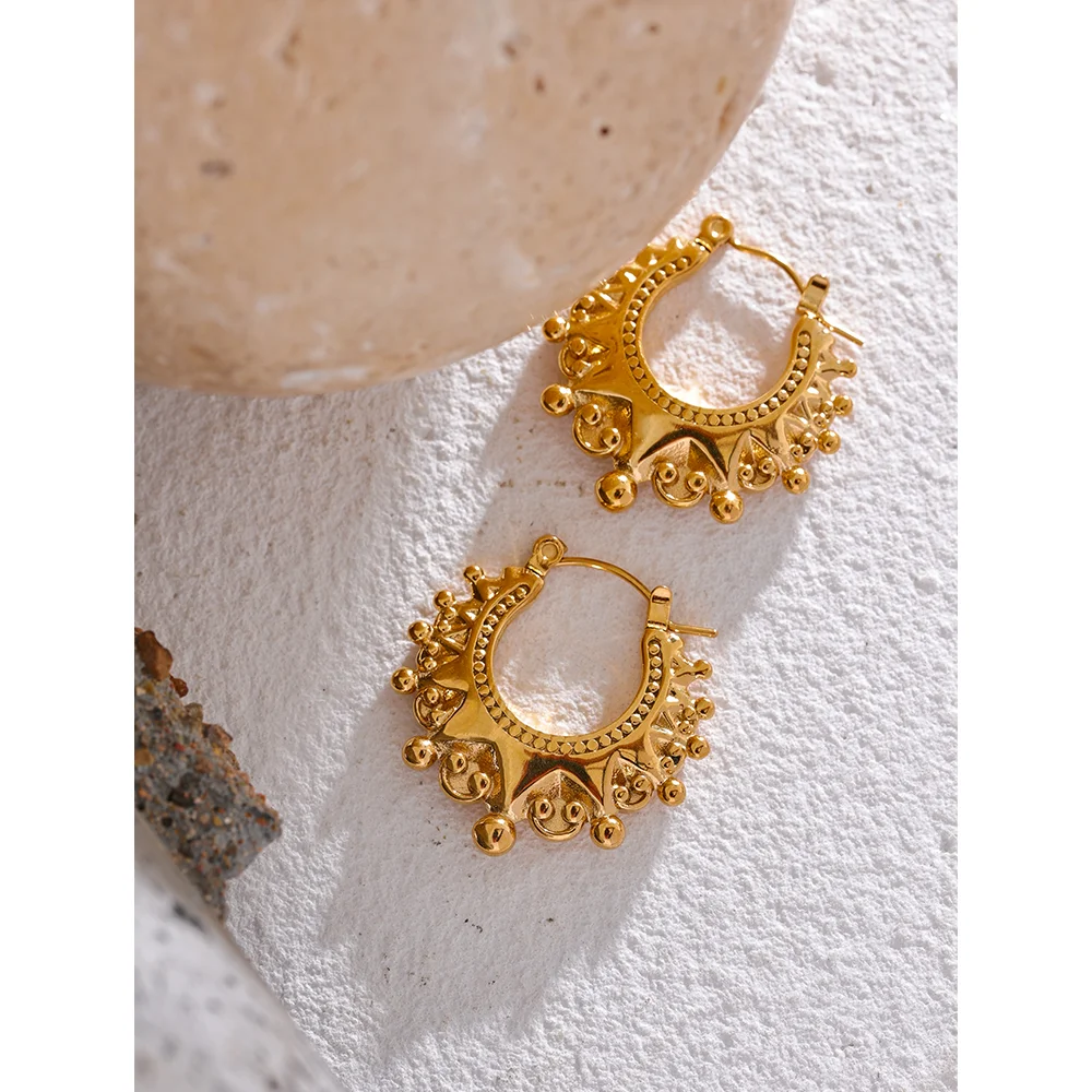 Vintage Stainless Steel Round Hoop Earrings Retro Attractive Jewelry