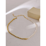 316 Stainless Steel Pearl Necklace Chain Collar 18K Plated Jewelry Women