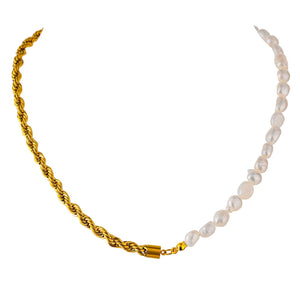 316 Stainless Steel Pearl Necklace Chain Collar 18K Plated Jewelry Women