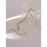 316 Stainless Steel Pearl Necklace Chain Collar 18K Plated Jewelry Women