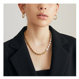 316 Stainless Steel Pearl Necklace Chain Collar 18K Plated Jewelry Women