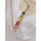 Waterproof Rainbow CZ Bracelet Bangle Adjustable Chain for Women