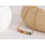 Waterproof Rainbow CZ Bracelet Bangle Adjustable Chain for Women