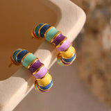 Waterproof Enamel Stainless Steel Hoop Earrings