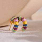 Waterproof Enamel Stainless Steel Hoop Earrings
