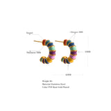 Waterproof Enamel Stainless Steel Hoop Earrings