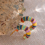Waterproof Enamel Stainless Steel Hoop Earrings