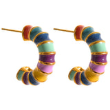 Waterproof Enamel Stainless Steel Hoop Earrings