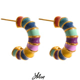 Waterproof Enamel Stainless Steel Hoop Earrings