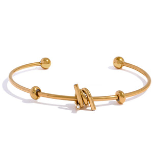 Waterproof Stainless Steel Metal Knot Cuff Bracelet Bangle