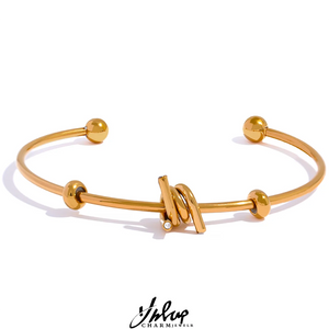 Waterproof Stainless Steel Metal Knot Cuff Bracelet Bangle