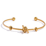 Waterproof Stainless Steel Metal Knot Cuff Bracelet Bangle