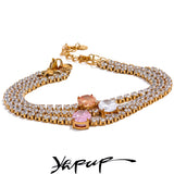 Waterproof CZ Bling Chain Bracelet Bangle Stainless Steel Jewelry