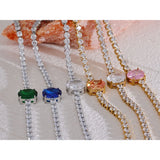 Waterproof CZ Bling Chain Bracelet Bangle Stainless Steel Jewelry