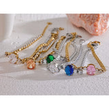 Waterproof CZ Bling Chain Bracelet Bangle Stainless Steel Jewelry