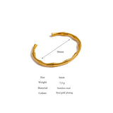Waterproof Stainless Steel Bamboo Cuff Bangle Bracelet 18K Plated Charm