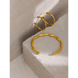 Waterproof Stainless Steel Bamboo Cuff Bangle Bracelet 18K Plated Charm