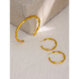Waterproof Stainless Steel Bamboo Cuff Bangle Bracelet 18K Plated Charm