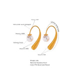 Waterproof Pearls Stainless Steel Earrings 18K Plated Jewelry