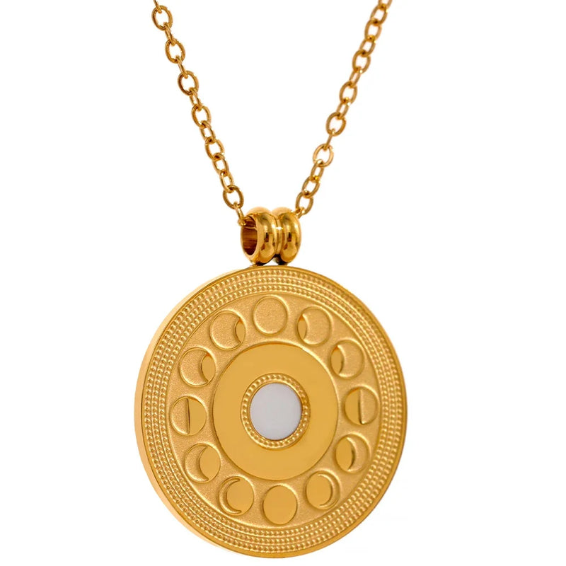 Waterproof Moon Pendant Necklace Stainless Steel Short Chain Charm Jewelry
