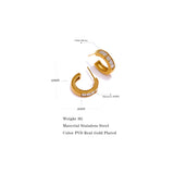 Waterproof Stainless Steel Zirconia Earrings Geometric Round Golden Charm
