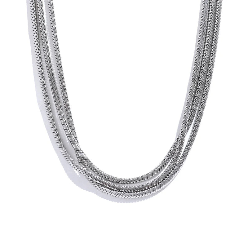Waterproof Stainless Steel Overlay Long Chain Necklace 18K Plated Jewelry